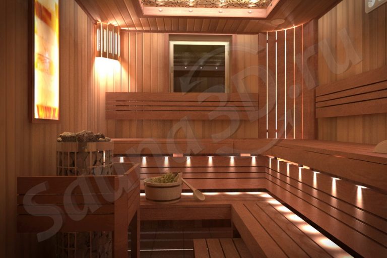 687 проект сауны с электрокаменкой HARVIA Cilindro PC110EE - Sauna3D