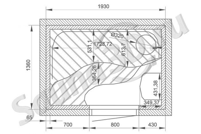 чертеж сауны 1,9 * 1,4