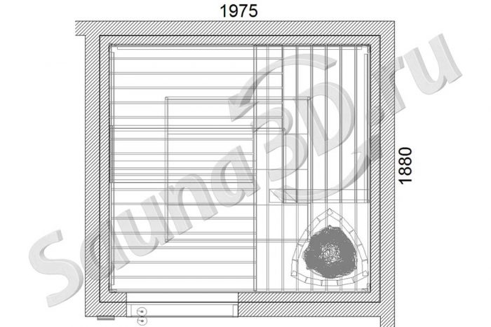чертеж сауны 2 * 1,9