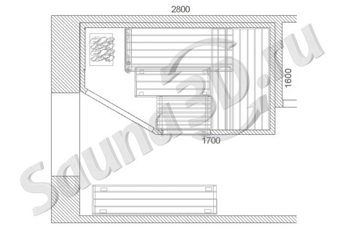 чертеж сауны 2,8 * 1,6
