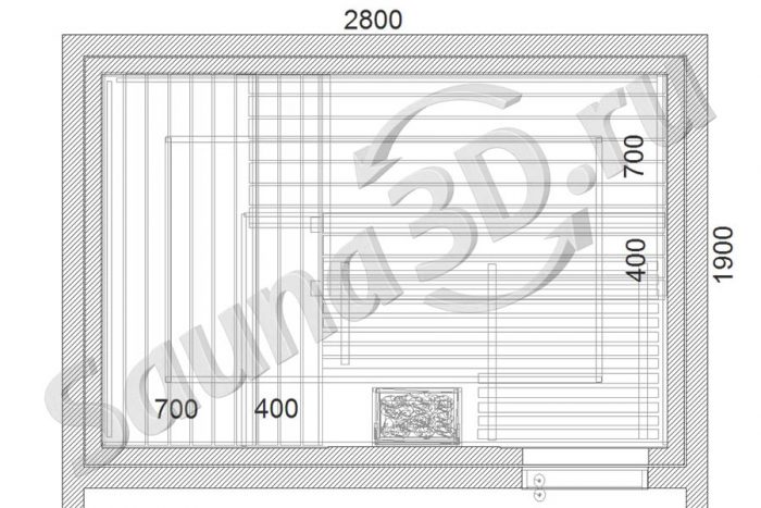 чертеж сауны 2,8 * 1,9