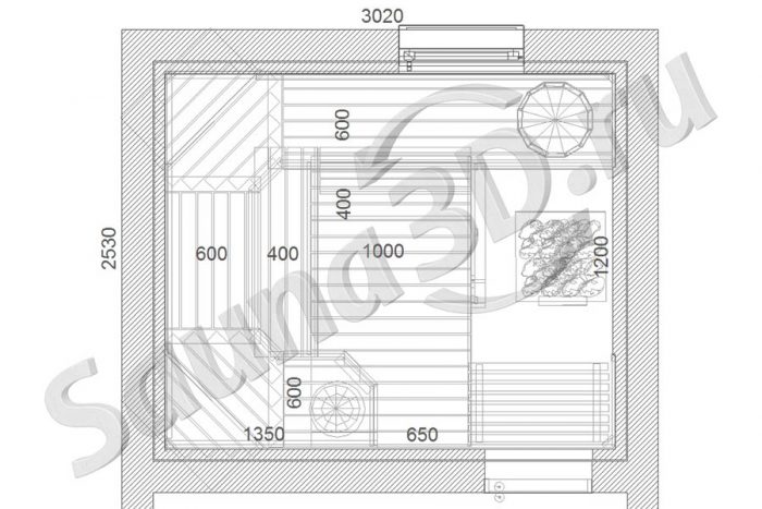 чертеж сауны 3 * 2,5