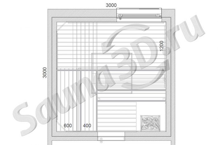 чертеж сауны 3 * 3