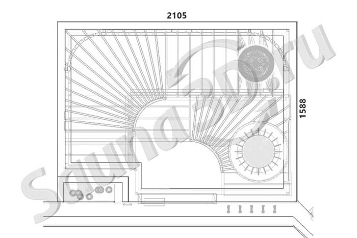 чертеж сауны 2,1 * 1,6