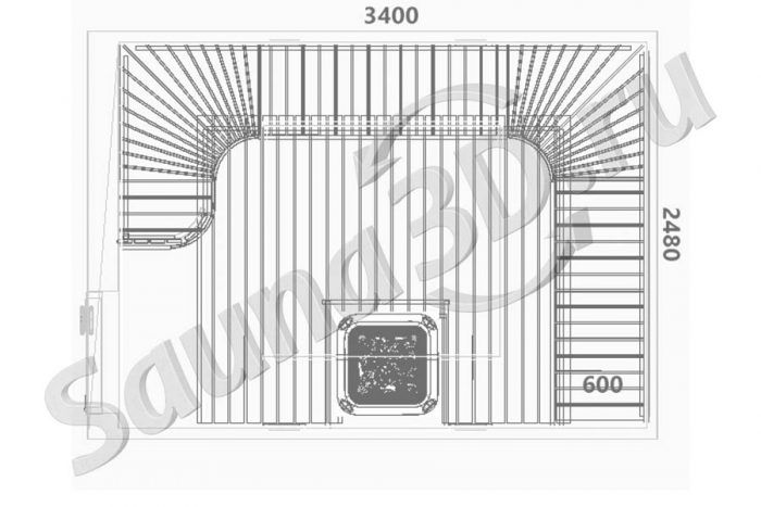 чертеж сауны 3,4 * 2,5