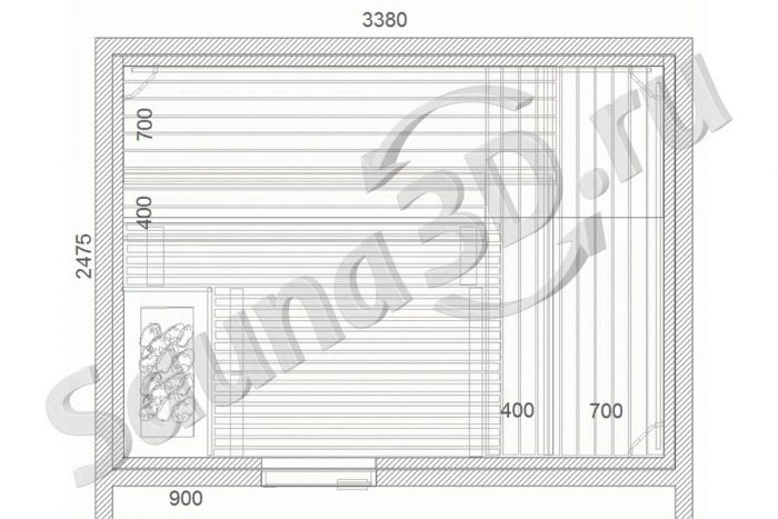 чертеж сауны 3,4 * 2,5