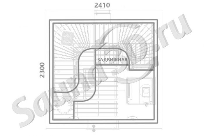 чертеж сауны 2,4 * 2,3