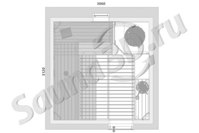 чертеж сауны 3 * 3