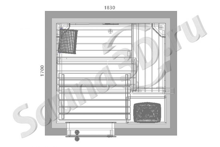чертеж сауны 1,8 * 1,7