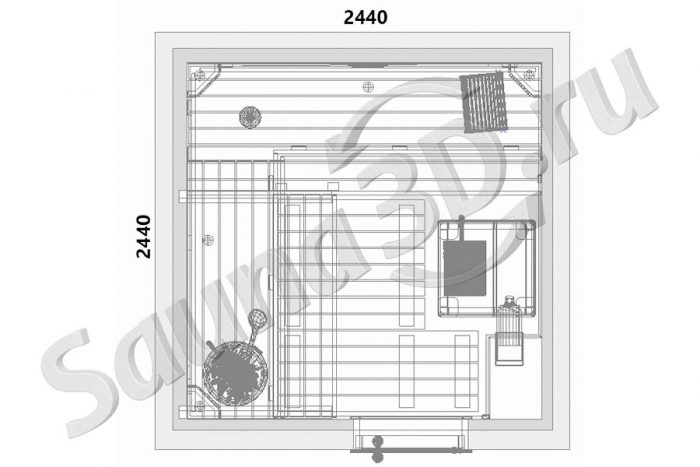 чертеж сауны 2,4 * 2,4