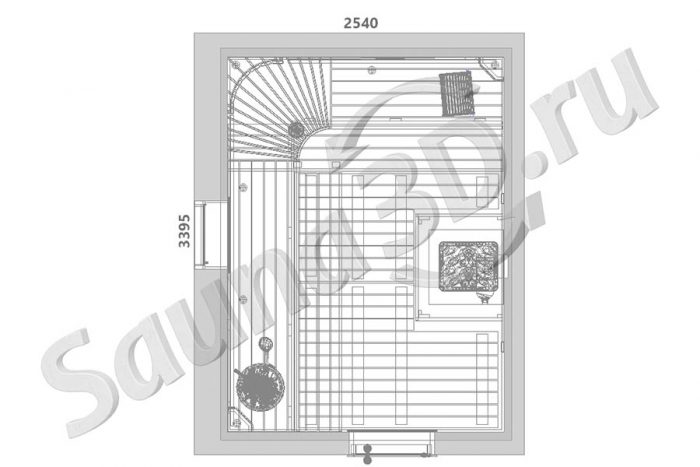 чертеж сауны 2,5 * 3,4