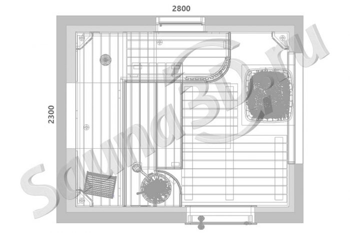 чертеж сауны 2,8 * 2,3