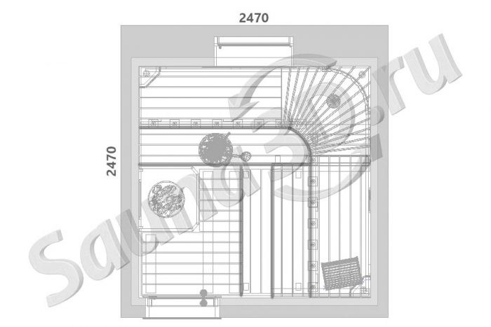 план сауны 2,4 * 2,4
