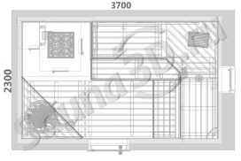 688 проект дровяной бани с кирпичной печью - Sauna3D