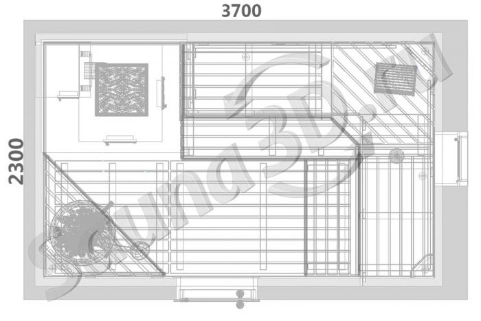 план бани 3,7 * 2,3