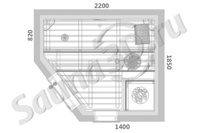 план сауны 2,2 * 1,85