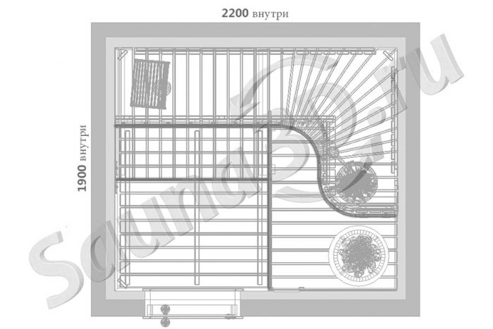 план сауны 2,2 * 1,9