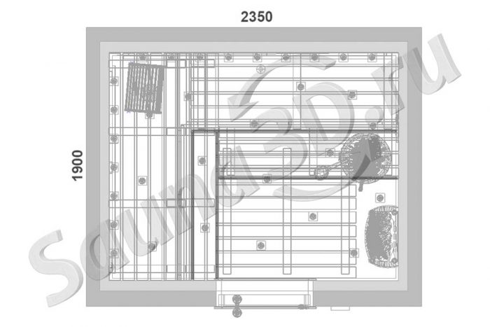 план сауны 2,35 * 1,9