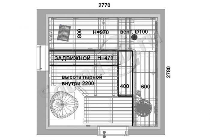 проект бани с дровяной печью FERINGER