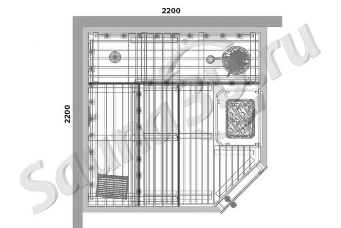 чертеж 732 дизайн проект сауны в 3д