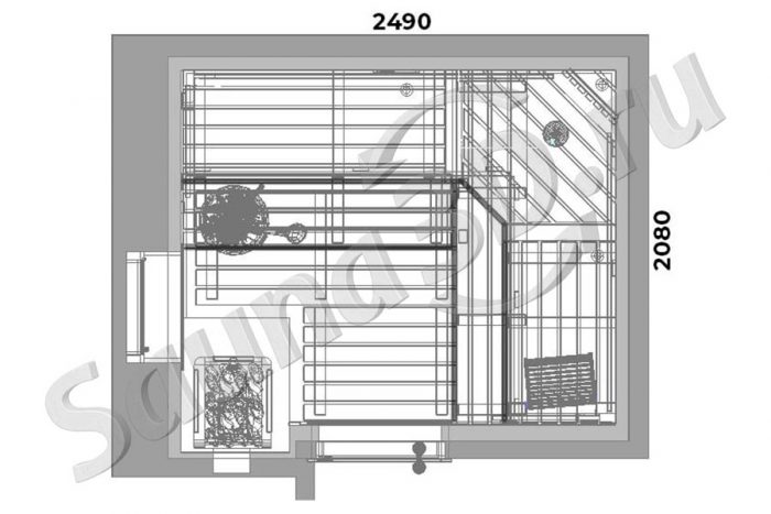 чертеж 735 дизайн проект бани с газовой печью