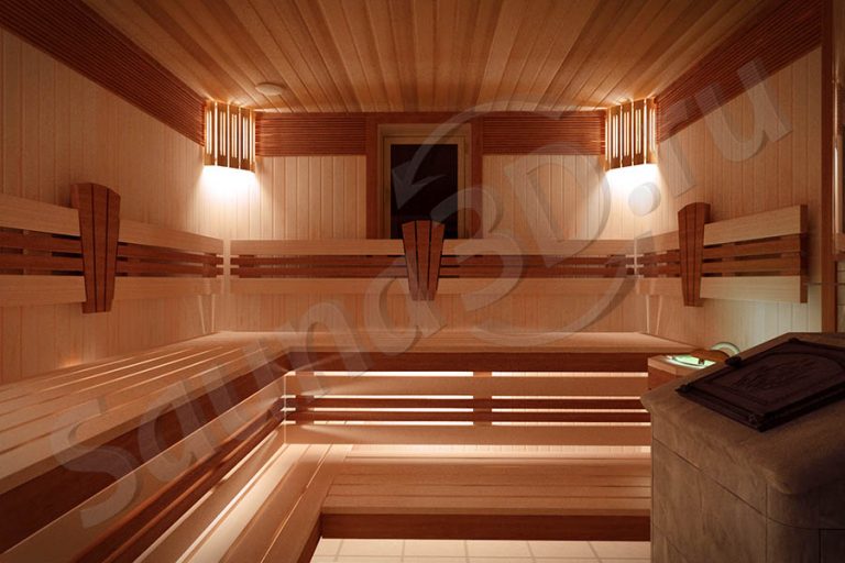 688 проект дровяной бани с кирпичной печью - Sauna3D