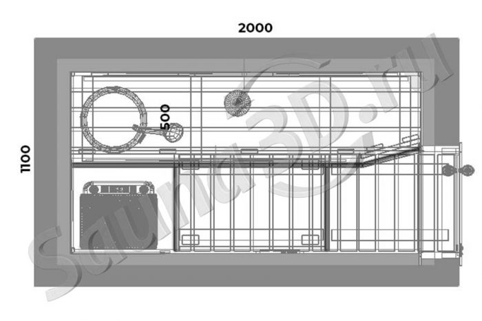 чертеж план 767 проект сауны в квартире, липа, печь с парогенератором