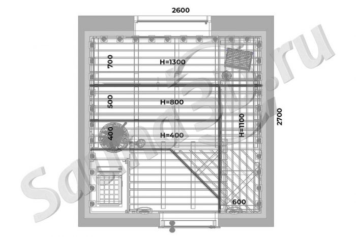 чертеж план 773 дизайн электро сауны из кедра в загородном, каменка EOS