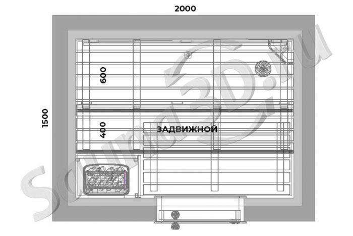 чертеж план 776 дизайн проект сауны в квартире, печь HARVIA Trendi KIP
