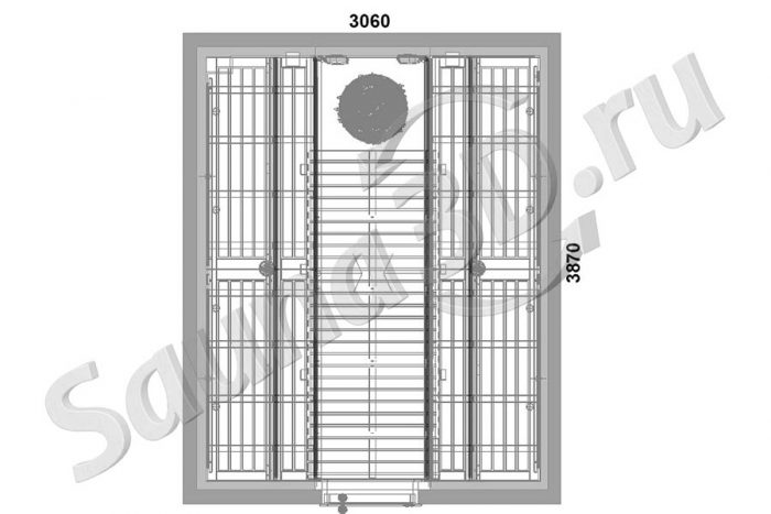 чертеж план 802 дизайн проект сауны в фитнес клубе, печь HARVIA LEGEND