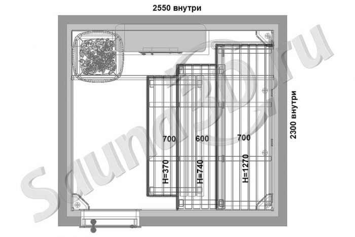 чертеж план 803 дизайн проект бани двумя каменками HELO и кирпичная печь