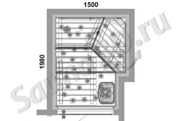 чертеж план 805 дизайн сауны в квартире, TYLO Sense с парогенератором